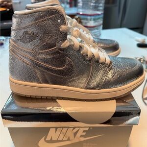 Nike Silver High-Top Sneakers with White Accents